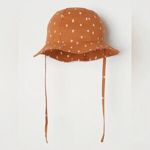 H&M baby sun hat pool beach cotton terracota summer hearts rust toddler girl
